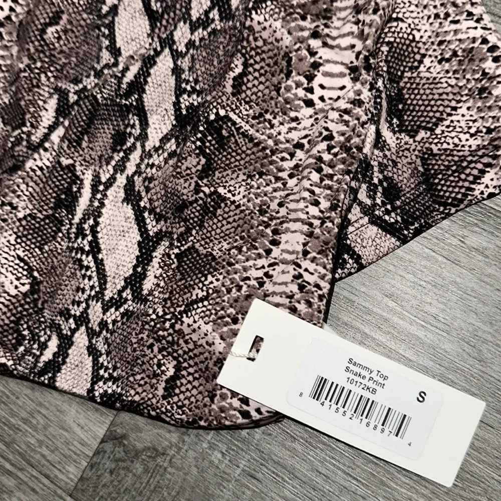 Frankie's Bikinis Brown Snake Print Tie Front Bikini Top